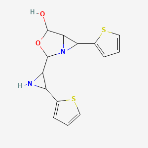 molecular formula C14H14N2O2S2 B1648945 6-Thiophen-2-yl-2-(3-thiophen-2-yl-aziridin-2-yl)-3-oxa-1-azabicyclo[3.1.0]hexan-4-ol 