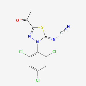 molecular formula C11H5Cl3N4OS B1649029 [5-Acetyl-3-(2,4,6-trichlorophenyl)-1,3,4-thiadiazol-2-ylidene]cyanamide 