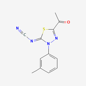 molecular formula C12H10N4OS B1649030 [5-Acetyl-3-(3-methylphenyl)-1,3,4-thiadiazol-2-ylidene]cyanamide 