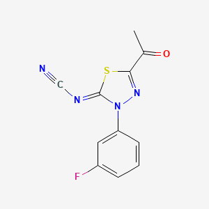 molecular formula C11H7FN4OS B1649042 [5-Acetyl-3-(3-fluorophenyl)-1,3,4-thiadiazol-2-ylidene]cyanamide 