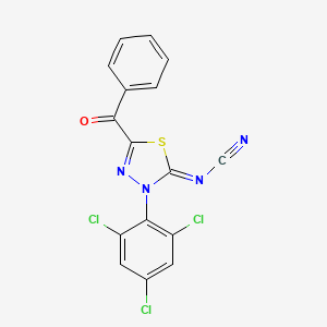 molecular formula C16H7Cl3N4OS B1649043 [5-Benzoyl-3-(2,4,6-trichlorophenyl)-1,3,4-thiadiazol-2-ylidene]cyanamide 