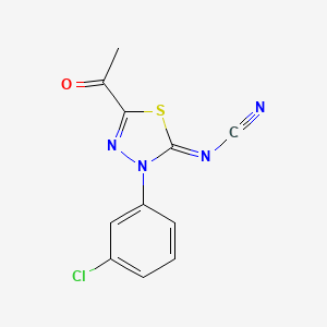 molecular formula C11H7ClN4OS B1649114 [5-Acetyl-3-(3-chlorophenyl)-1,3,4-thiadiazol-2-ylidene]cyanamide 