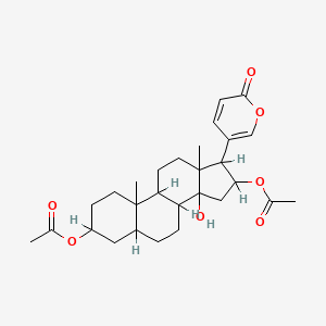 molecular formula C28H38O7 B1649349 [16-乙酰氧基-14-羟基-10,13-二甲基-17-(6-氧代吡喃-3-基)-1,2,3,4,5,6,7,8,9,11,12,15,16,17-十四氢环戊[a]菲-3-基] 乙酸酯 CAS No. 4029-69-0