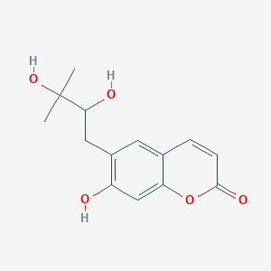 molecular formula C14H16O5 B1649351 2H-1-苯并吡喃-2-酮，6-(2,3-二羟基-3-甲基丁基)-7-羟基- CAS No. 46992-81-8