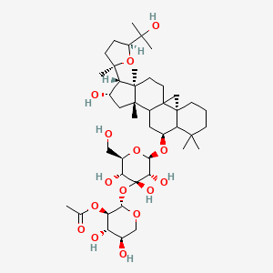 molecular formula C43H70O15 B1649417 [(2S,3R,4S,5R)-4,5-二羟基-2-[(2R,3S,4R,5R,6R)-3,4,5-三羟基-2-[[(3R,9S,12S,14S,15R,16R)-14-羟基-15-[(2R,5S)-5-(2-羟基丙烷-2-基)-2-甲基氧杂环己烷-2-基]-7,7,12,16-四甲基-9-五环[9.7.0.01,3.03,8.012,16]十八烷基]氧基]-6-(羟甲基)氧杂环丁-4-基]氧基氧杂环-3-基]乙酸酯 CAS No. 84676-89-1