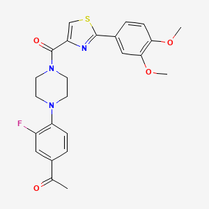 1-(4-{4-[2-(3,4-Dimethoxyphenyl)-1,3-thiazole-4-carbonyl]piperazin-1-yl}-3-fluorophenyl)ethan-1-one