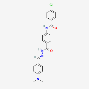 molecular formula C23H21ClN4O2 B1649463 BENZOIC ACID, p-(p-CHLOROBENZAMIDO)-, 2-(p-(DIMETHYLAMINO)BENZYLIDENE)HYDRAZIDE CAS No. 100278-34-0