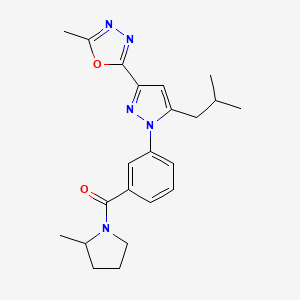 {3-[5-isobutyl-3-(5-methyl-1,3,4-oxadiazol-2-yl)-1H-pyrazol-1-yl]phenyl}(2-methyl-1-pyrrolidinyl)methanone