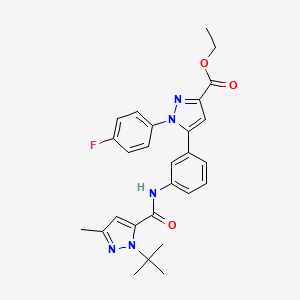 molecular formula C27H28FN5O3 B1649480 ethyl 5-[3-({[1-(tert-butyl)-3-methyl-1H-pyrazol-5-yl]carbonyl}amino)phenyl]-1-(4-fluorophenyl)-1H-pyrazole-3-carboxylate CAS No. 1007513-30-5