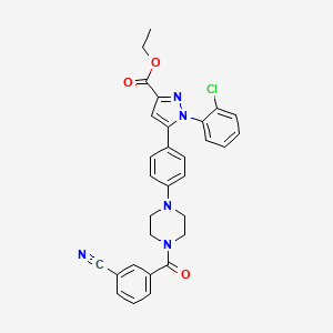 ethyl 1-(2-chlorophenyl)-5-{4-[4-(3-cyanobenzoyl)piperazino]phenyl}-1H-pyrazole-3-carboxylate