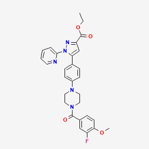 ethyl 5-{4-[4-(3-fluoro-4-methoxybenzoyl)piperazino]phenyl}-1-(2-pyridyl)-1H-pyrazole-3-carboxylate