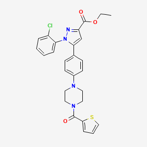 molecular formula C27H25ClN4O3S B1649492 ethyl 1-(2-chlorophenyl)-5-{4-[4-(2-thienylcarbonyl)piperazino]phenyl}-1H-pyrazole-3-carboxylate CAS No. 1007541-50-5
