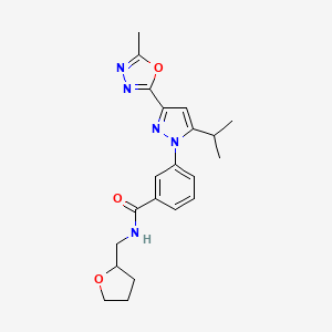 molecular formula C21H25N5O3 B1649494 3-[5-isopropyl-3-(5-methyl-1,3,4-oxadiazol-2-yl)-1H-pyrazol-1-yl]-N-(tetrahydro-2-furanylmethyl)benzamide CAS No. 1007541-85-6