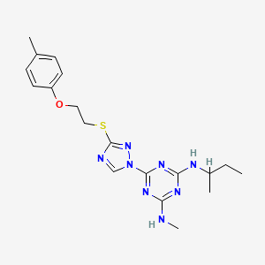 molecular formula C19H26N8OS B1649561 N-(sec-butyl)-N'-methyl-6-(3-{[2-(4-methylphenoxy)ethyl]thio}-1H-1,2,4-triazol-1-yl)-1,3,5-triazine-2,4-diamine CAS No. 1018047-98-7