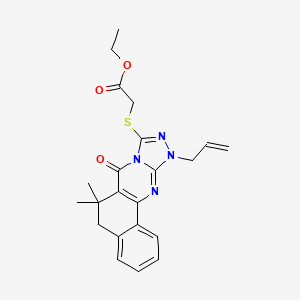 Ethyl [(11-allyl-6,6-dimethyl-7-oxo-5,6,7,11-tetrahydrobenzo[h][1,2,4]triazolo[3,4-b]quinazolin-9-yl)thio]acetate