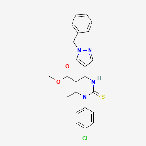 Methyl 6-(1-benzylpyrazol-4-yl)-3-(4-chlorophenyl)-4-methyl-2-sulfanylidene-1,6-dihydropyrimidine-5-carboxylate