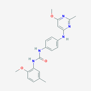 molecular formula C21H23N5O3 B1649591 1-(4-((6-Methoxy-2-methylpyrimidin-4-yl)amino)phenyl)-3-(2-methoxy-5-methylphenyl)urea CAS No. 1021059-83-5