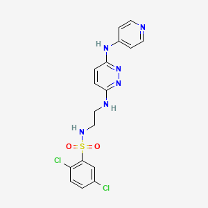 molecular formula C17H16Cl2N6O2S B1649592 2,5-dichloro-N-(2-((6-(pyridin-4-ylamino)pyridazin-3-yl)amino)ethyl)benzenesulfonamide CAS No. 1021073-45-9