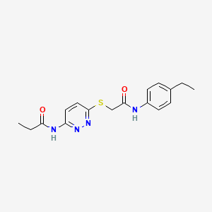 molecular formula C17H20N4O2S B1649599 N-(6-((2-((4-ethylphenyl)amino)-2-oxoethyl)thio)pyridazin-3-yl)propionamide CAS No. 1021135-60-3