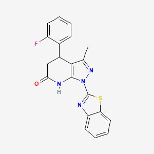 molecular formula C20H15FN4OS B1649601 1-(1,3-benzothiazol-2-yl)-4-(2-fluorophenyl)-3-methyl-1,4,5,7-tetrahydro-6H-pyrazolo[3,4-b]pyridin-6-one CAS No. 1021283-93-1