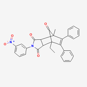 molecular formula C30H24N2O5 B1649616 1-Ethyl-7-methyl-4-(3-nitrophenyl)-8,9-diphenyl-4-azatricyclo[5.2.1.02,6]dec-8-ene-3,5,10-trione CAS No. 1024249-64-6
