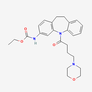 molecular formula C25H31N3O4 B1649632 Carbamic acid, (10,11-dihydro-5-(4-(4-morpholinyl)-1-oxobutyl)-5H-dibenz(b,f)azepin-3-yl)-, ethyl ester CAS No. 102636-76-0