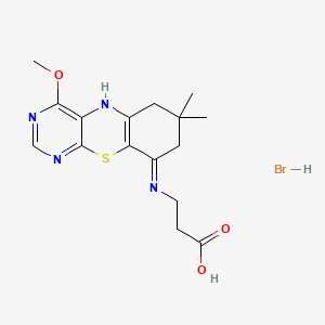 molecular formula C16H21BrN4O3S B1649636 beta-Alanine, N-(7,8-dihydro-7,7-dimethyl-4-methoxy-6H-pyrimido(4,5-b)(1,4)benzothiazin-9-yl)-, monohydrobromide CAS No. 102688-89-1