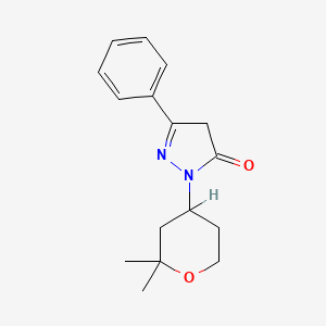 molecular formula C16H20N2O2 B1649637 2,4-Dihydro-5-phenyl-2-(tetrahydro-2,2-dimethyl-2H-pyran-4-yl)-3H-pyrazol-3-one CAS No. 102689-15-6