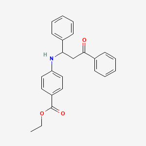 Benzoic acid, 4-[(3-oxo-1,3-diphenylpropyl)amino]-, ethyl ester