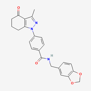 N-(1,3-benzodioxol-5-ylmethyl)-4-(3-methyl-4-oxo-4,5,6,7-tetrahydro-1H-indazol-1-yl)benzamide