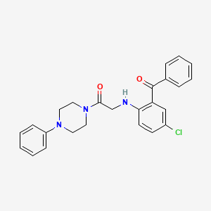 molecular formula C25H24ClN3O2 B1649660 Piperazine, 1-(((2-benzoyl-4-chlorophenyl)amino)acetyl)-4-phenyl- CAS No. 102996-70-3