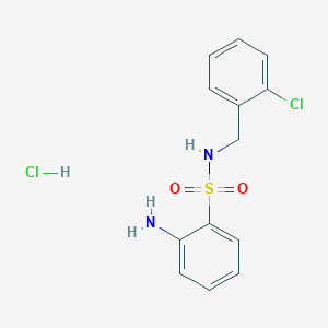 molecular formula C13H14Cl2N2O2S B1649662 2-amino-N-[(2-chlorophenyl)methyl]benzene-1-sulfonamide hydrochloride CAS No. 1030009-90-5