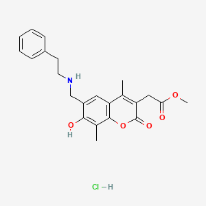 methyl 2-(7-hydroxy-4,8-dimethyl-2-oxo-6-((phenethylamino)methyl)-2H-chromen-3-yl)acetate hydrochloride