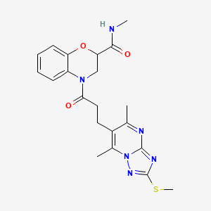 4-{3-[5,7-dimethyl-2-(methylsulfanyl)-[1,2,4]triazolo[1,5-a]pyrimidin-6-yl]propanoyl}-N-methyl-3,4-dihydro-2H-1,4-benzoxazine-2-carboxamide