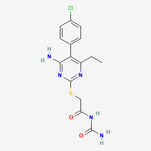 molecular formula C15H16ClN5O2S B1649668 (2-{[4-Amino-5-(4-chlorophenyl)-6-ethylpyrimidin-2-yl]sulfanyl}acetyl)urea CAS No. 1030686-18-0