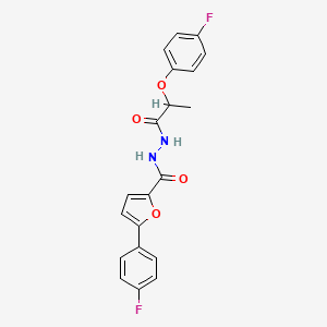 2-(4-fluorophenoxy)-N'-[5-(4-fluorophenyl)furan-2-carbonyl]propanehydrazide