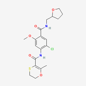 molecular formula C19H23ClN2O5S B1649684 N-(2-chloro-5-methoxy-4-{[(tetrahydrofuran-2-ylmethyl)amino]carbonyl}phenyl)-2-methyl-5,6-dihydro-1,4-oxathiine-3-carboxamide CAS No. 1031929-48-2
