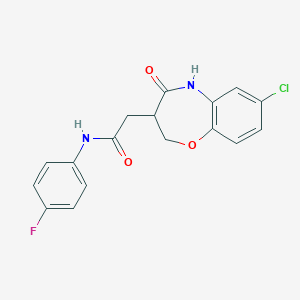 molecular formula C17H14ClFN2O3 B1649687 2-(7-chloro-4-oxo-3,5-dihydro-2H-1,5-benzoxazepin-3-yl)-N-(4-fluorophenyl)acetamide CAS No. 1031970-77-0