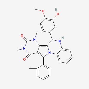 6-(3-hydroxy-4-methoxyphenyl)-7,9-dimethyl-11-(2-methylphenyl)-6,7-dihydropyrimido[4',5':3,4]pyrrolo[1,2-a]quinoxaline-8,10(5H,9H)-dione
