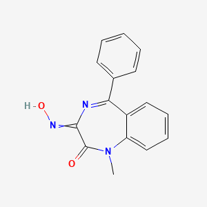 molecular formula C16H13N3O2 B1649701 1H-1,4-Benzodiazepine-2,3-dione, 1-methyl-5-phenyl-, 3-oxime CAS No. 103373-62-2