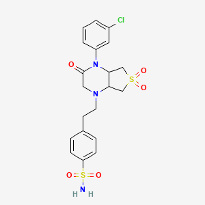 4-[2-[4-(3-Chlorophenyl)-3,6,6-trioxo-4a,5,7,7a-tetrahydro-2H-thieno[3,4-b]pyrazin-1-yl]ethyl]benzenesulfonamide