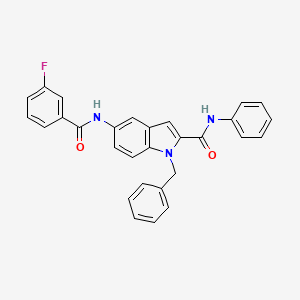 1-benzyl-5-[(3-fluorobenzoyl)amino]-N~2~-phenyl-1H-indole-2-carboxamide