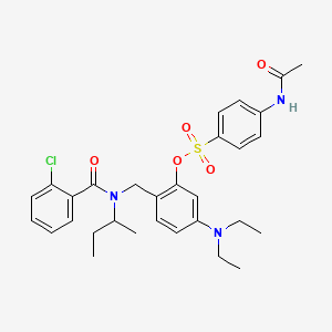 molecular formula C30H36ClN3O5S B1649747 2-{[Sec-butyl(2-chlorobenzoyl)amino]methyl}-5-(diethylamino)phenyl 4-(acetylamino)-1-benzenesulfonate CAS No. 1044560-97-5