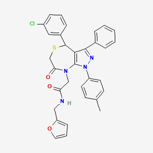 molecular formula C32H27ClN4O3S B1649748 2-[4-(3-chlorophenyl)-1-(4-methylphenyl)-7-oxo-3-phenyl-1,4,6,7-tetrahydro-8H-pyrazolo[3,4-e][1,4]thiazepin-8-yl]-N~1~-(2-furylmethyl)acetamide CAS No. 1044561-40-1