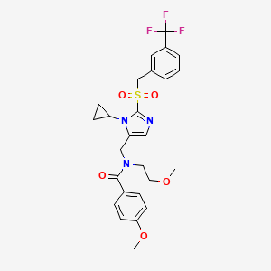 molecular formula C26H28F3N3O5S B1649750 N~1~-[(1-cyclopropyl-2-{[3-(trifluoromethyl)benzyl]sulfonyl}-1H-imidazol-5-yl)methyl]-4-methoxy-N~1~-(2-methoxyethyl)benzamide CAS No. 1044837-19-5