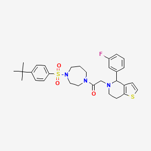 1-(4-{[4-(tert-butyl)phenyl]sulfonyl}-1,4-diazepan-1-yl)-2-[4-(3-fluorophenyl)-6,7-dihydrothieno[3,2-c]pyridin-5(4H)-yl]-1-ethanone