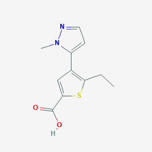 molecular formula C11H12N2O2S B1649764 5-ethyl-4-(1-methyl-1H-pyrazol-5-yl)-2-thiophenecarboxylic acid CAS No. 1047645-91-9