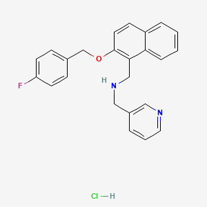 N-[[2-[(4-fluorophenyl)methoxy]naphthalen-1-yl]methyl]-1-pyridin-3-ylmethanamine;hydrochloride