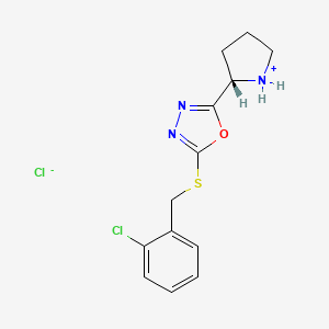 molecular formula C13H15Cl2N3OS B1649797 2-[(2-chlorophenyl)methylsulfanyl]-5-[(2S)-pyrrolidin-1-ium-2-yl]-1,3,4-oxadiazole;chloride CAS No. 1049727-24-3
