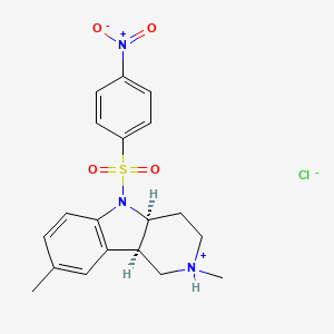 molecular formula C19H22ClN3O4S B1649804 (4aS,9bR)-2,8-dimethyl-5-(4-nitrophenyl)sulfonyl-1,2,3,4,4a,9b-hexahydropyrido[4,3-b]indol-2-ium;chloride CAS No. 1049752-48-8